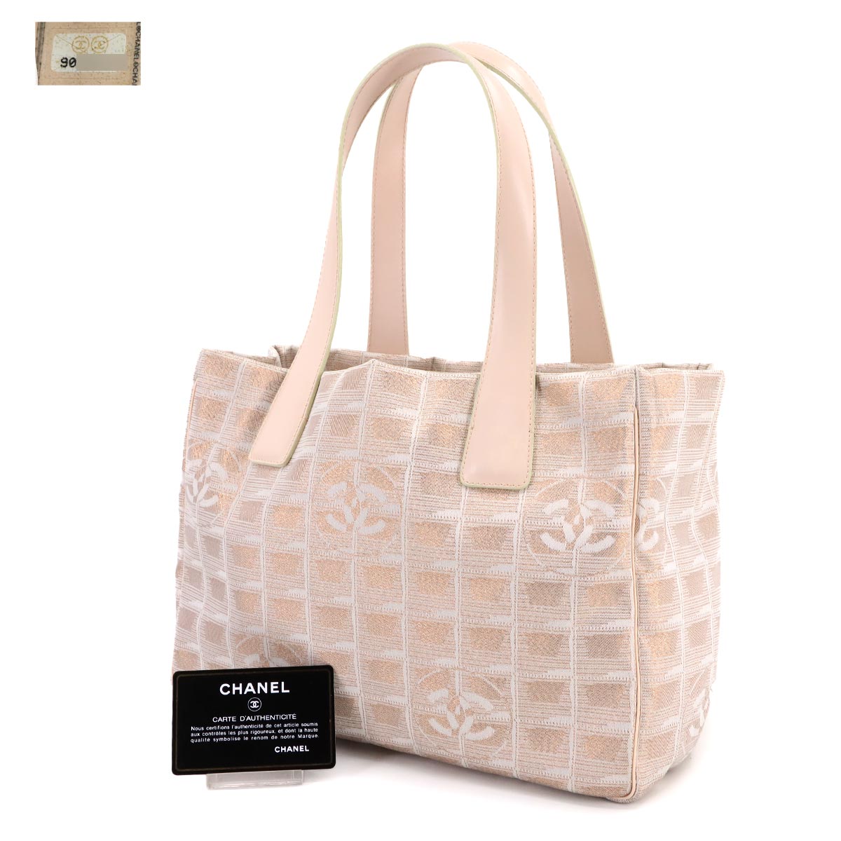 New Travel Line Tote PM Bag Nylon Jacquard Leather Pink A20457