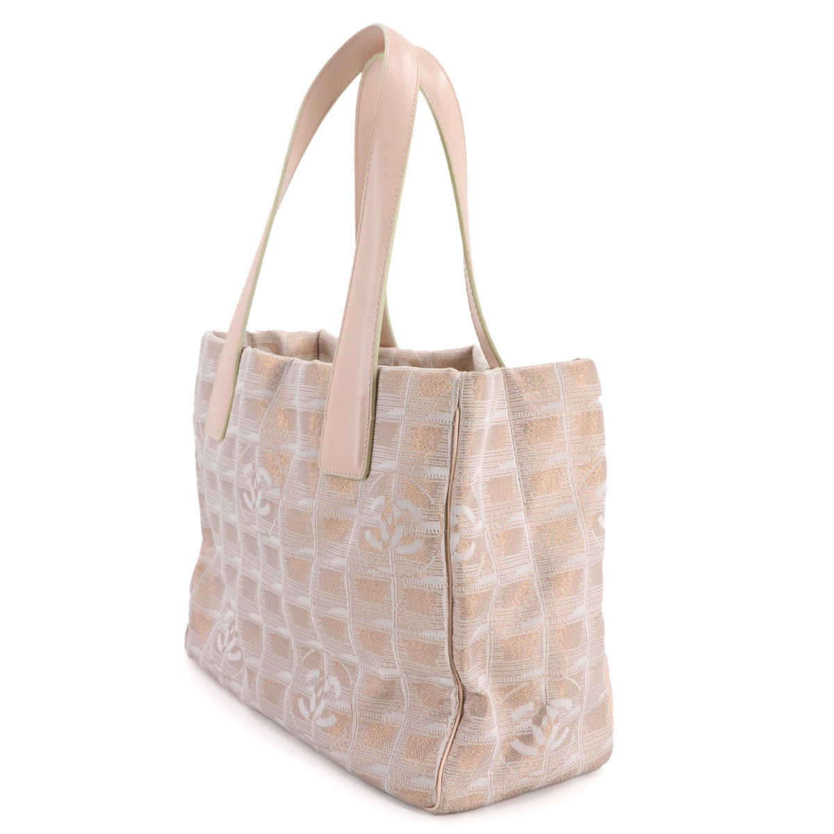 New Travel Line Tote PM Bag Nylon Jacquard Leather Pink A20457