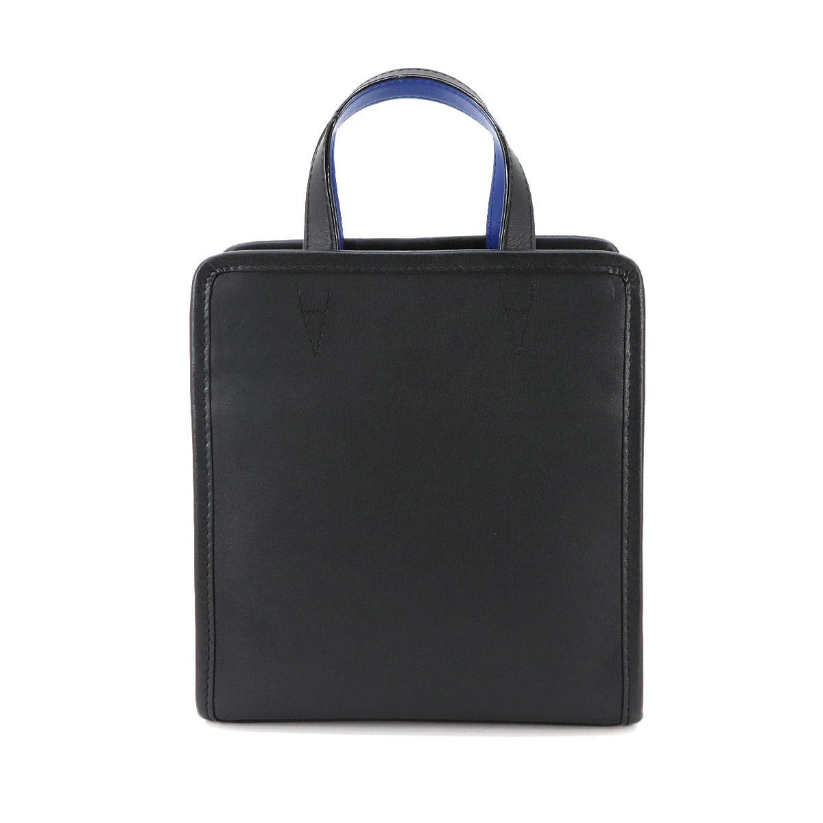 2way Hand Shoulder Bag Leather Black Blue