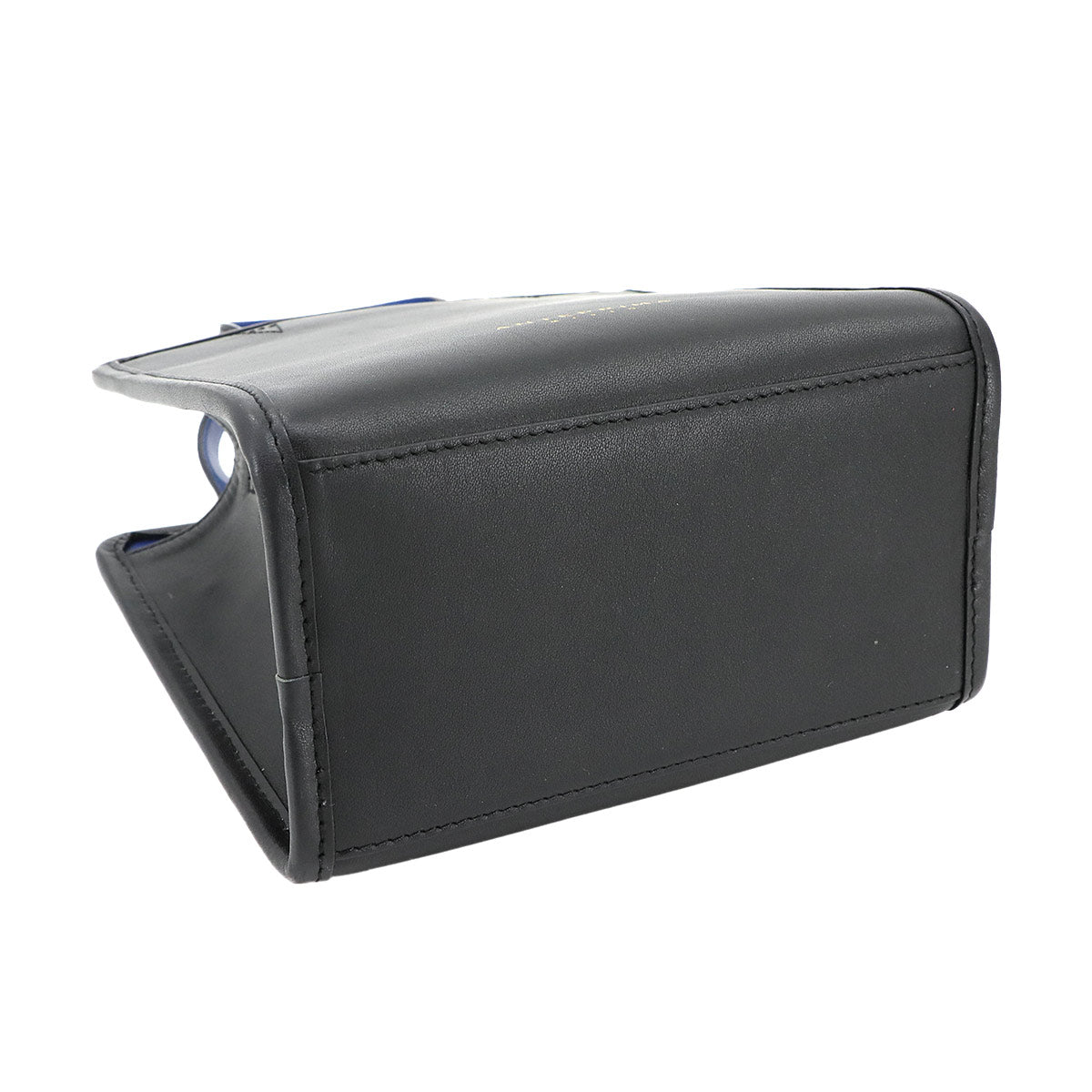 2way Hand Shoulder Bag Leather Black Blue