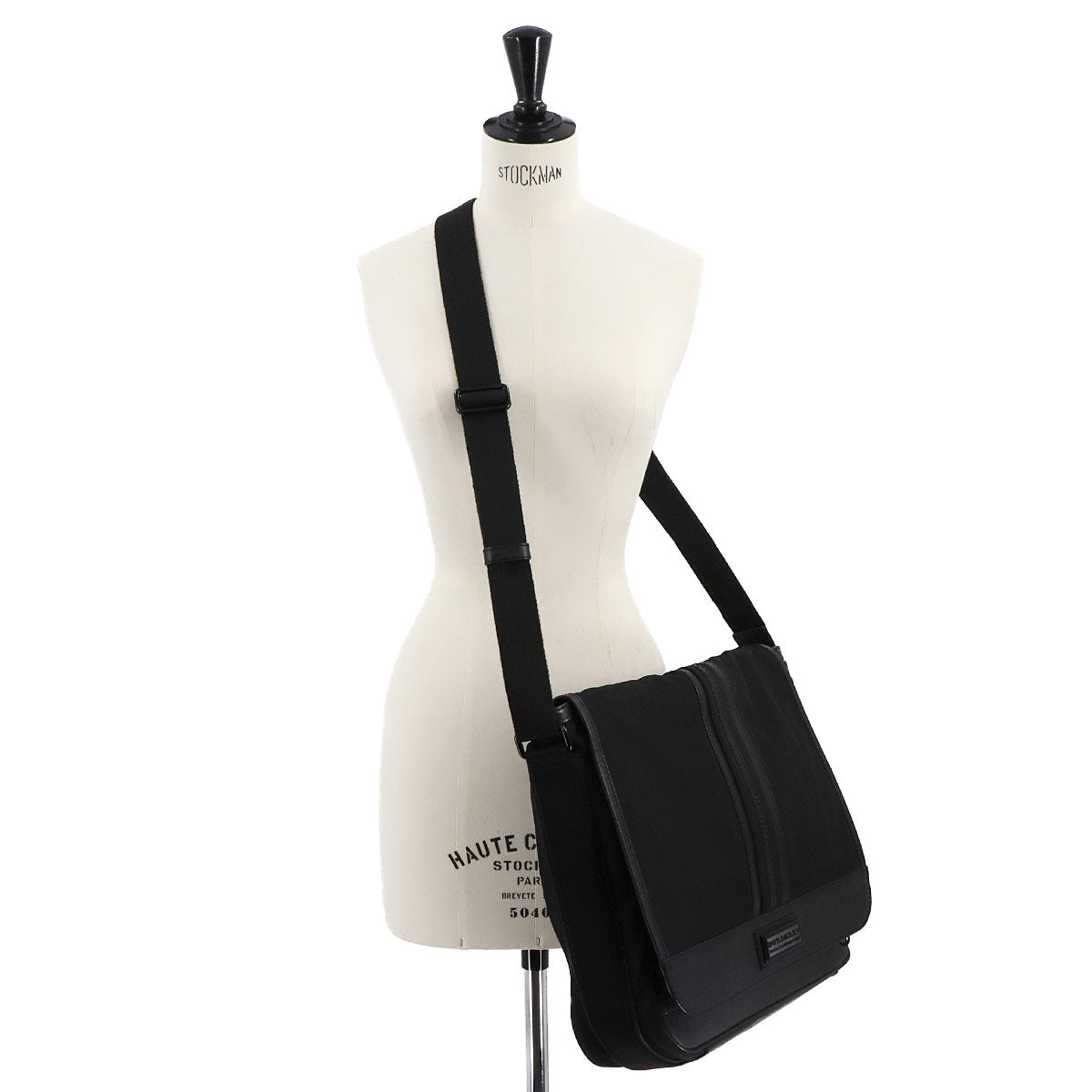 Messenger Bag Canvas Leather Black Purse