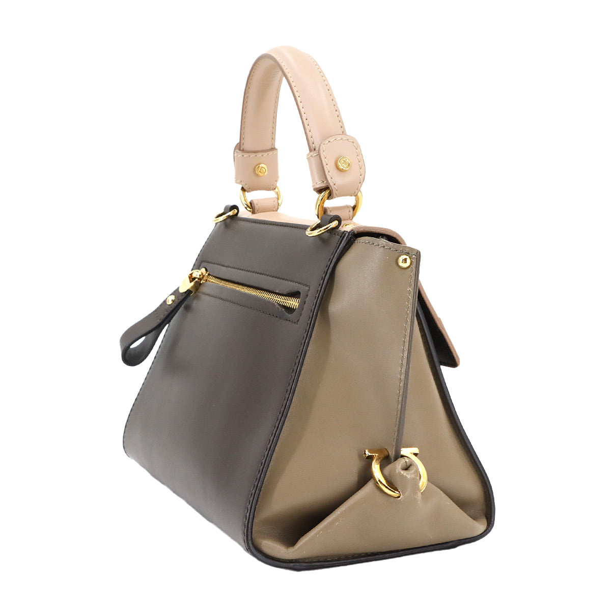 Gancini Sofia Hand Shoulder Bag Leather Brown