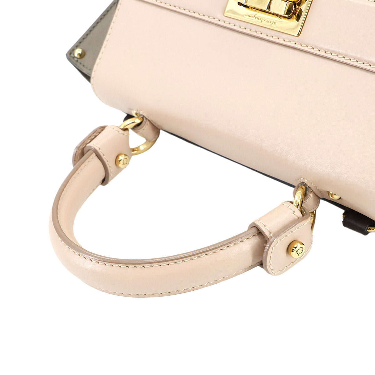 Gancini Sofia Hand Shoulder Bag Leather Brown