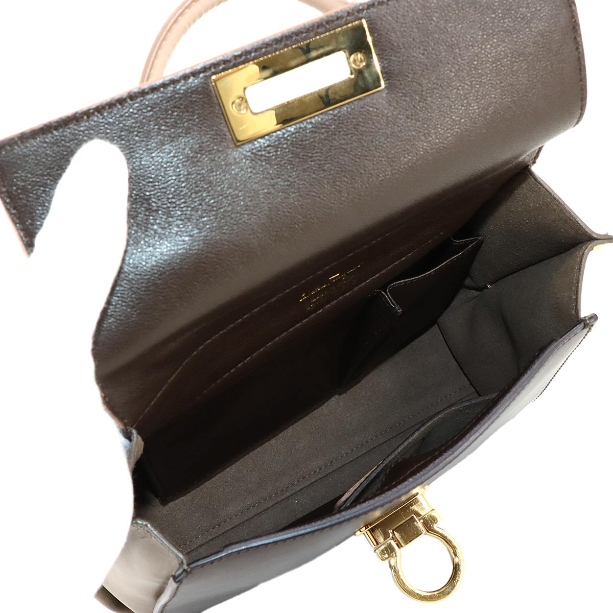 Gancini Sofia Hand Shoulder Bag Leather Brown