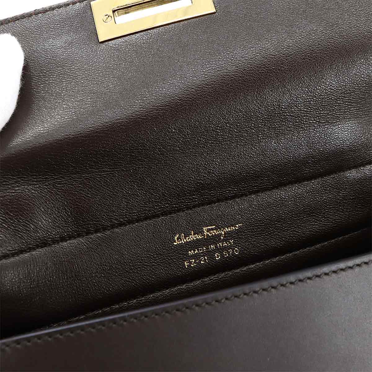 Gancini Sofia Hand Shoulder Bag Leather Brown