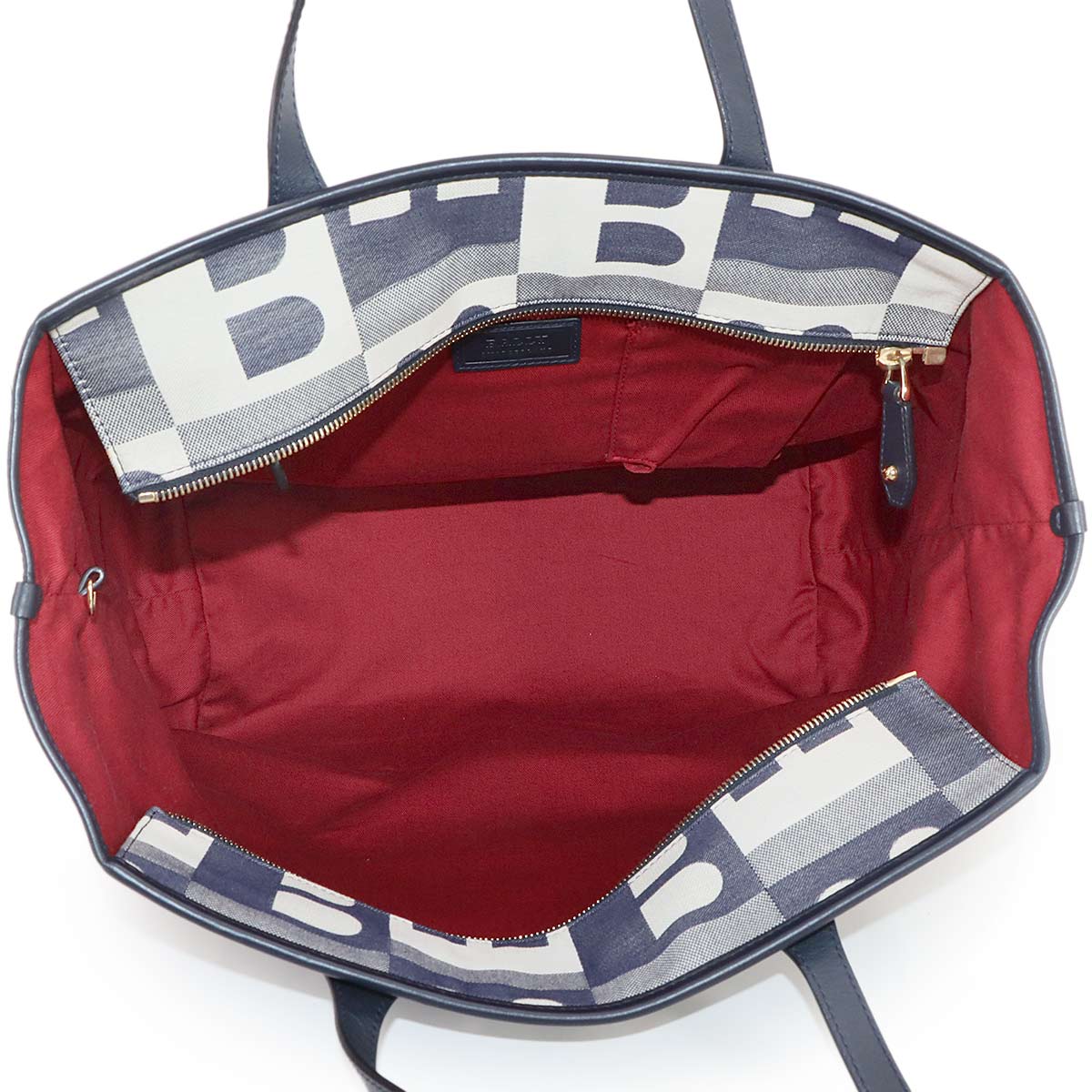 Tote Bag Canvas Leather Navy White Purse