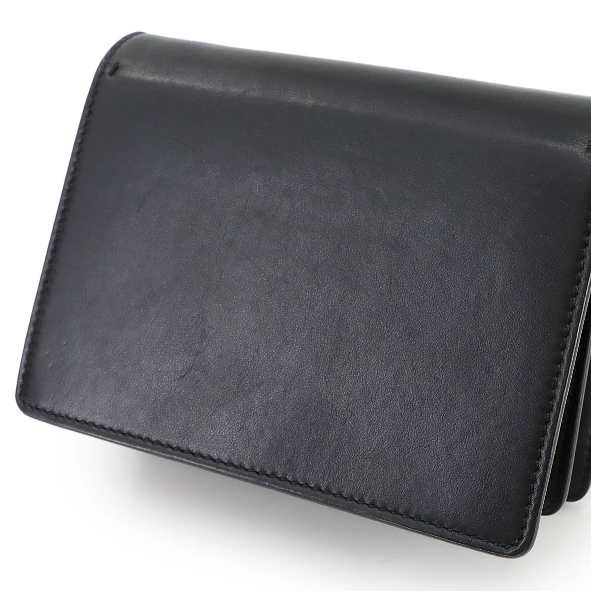 V Logo Chain Shoulder Bag Leather Black