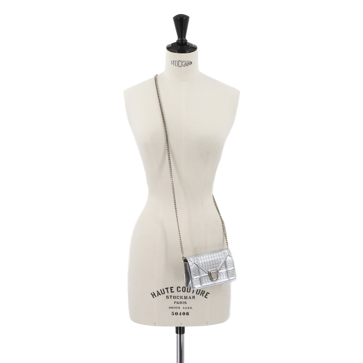 Diorama Mini Chain Shoulder Bag Leather Silver Purse