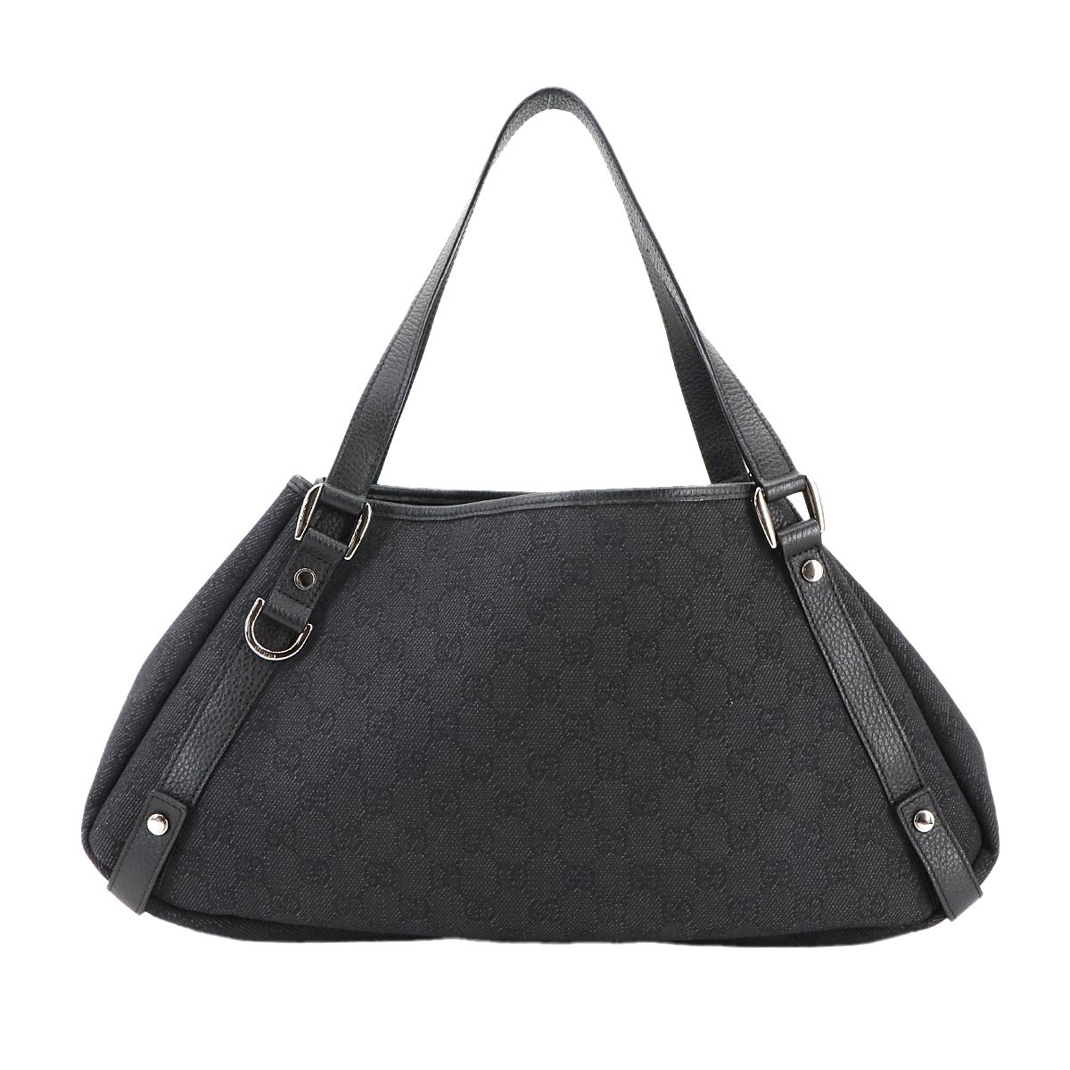 GG Denim Tote Bag Leather Black 293578 Purse