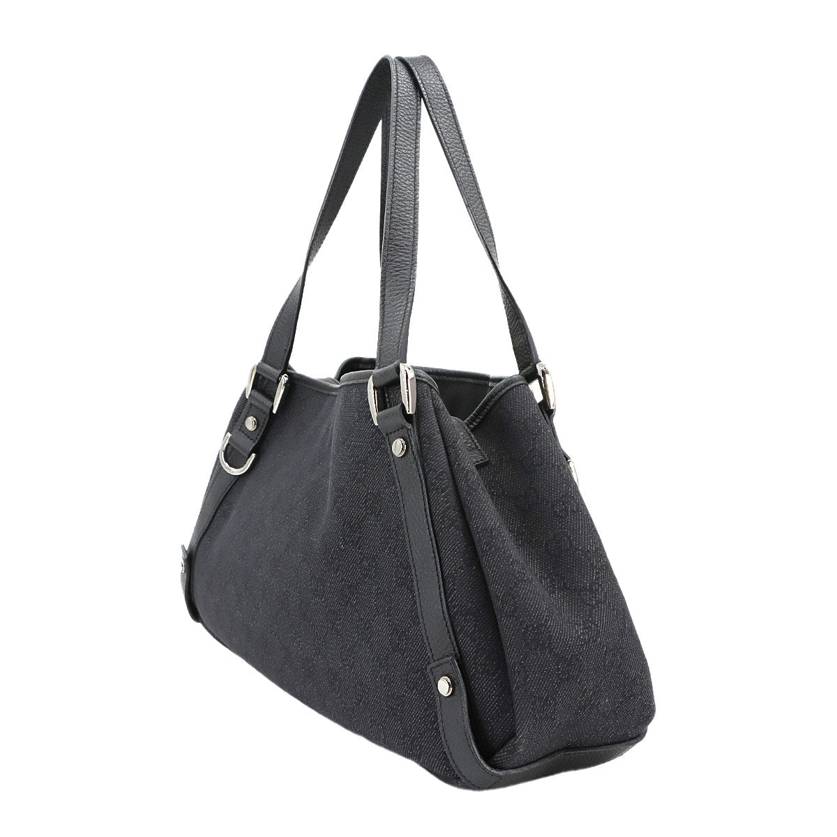 GG Denim Tote Bag Leather Black 293578 Purse