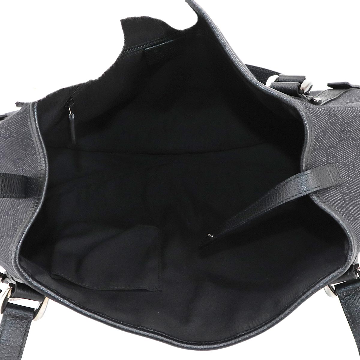 GG Denim Tote Bag Leather Black 293578 Purse