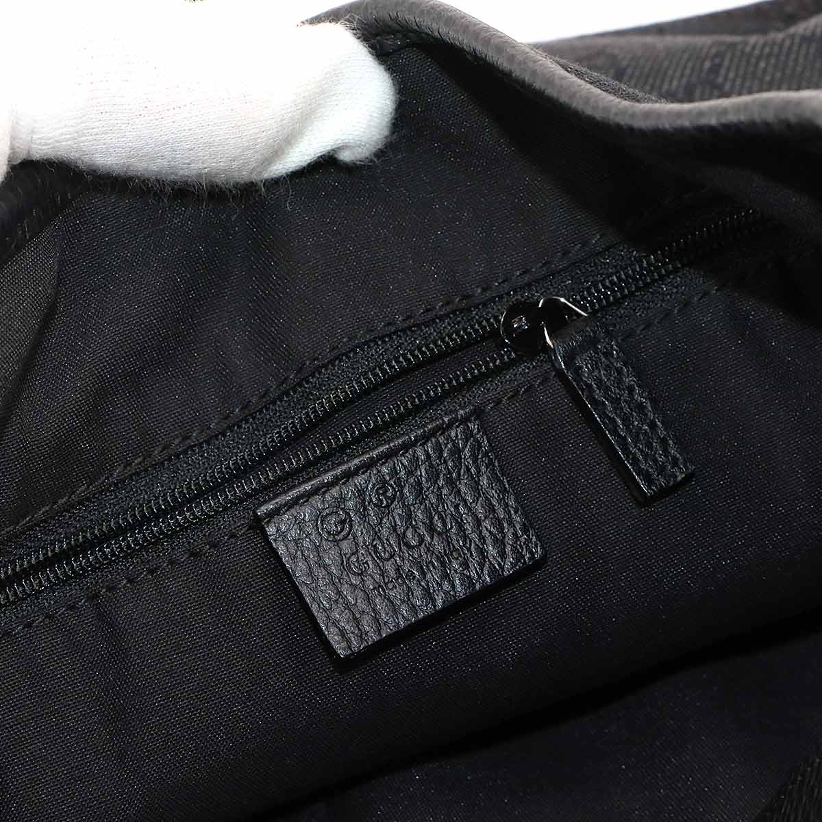 GG Denim Tote Bag Leather Black 293578 Purse