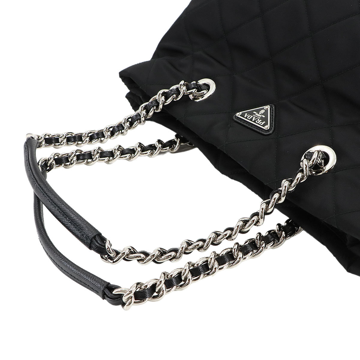 Tote Bag Nylon Saffiano Leather Nero Black 1BG740