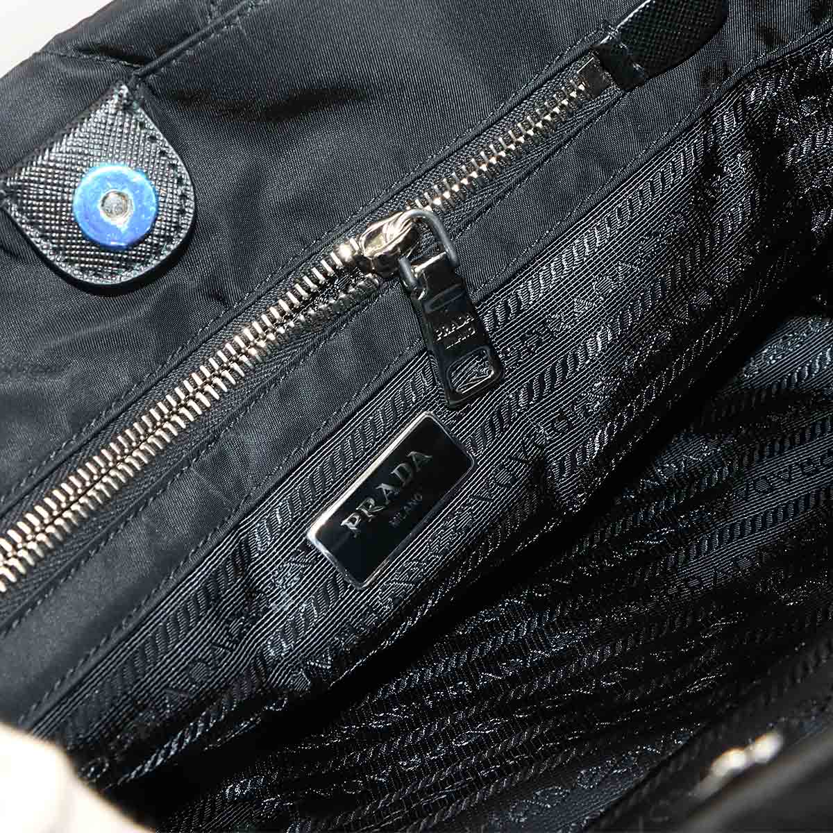 Tote Bag Nylon Saffiano Leather Nero Black 1BG740