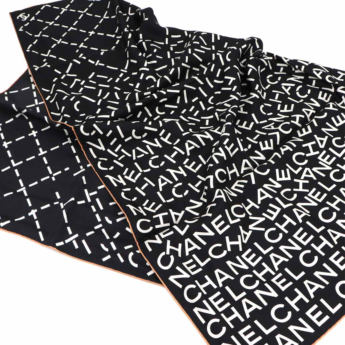 Logos Scarf Silk 100% Black White Accessory