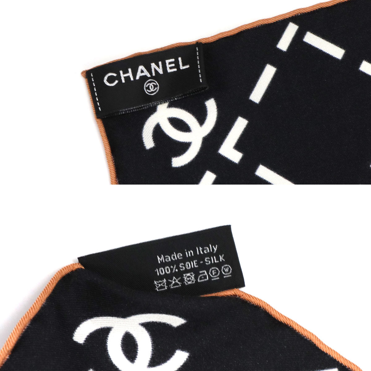 Logos Scarf Silk 100% Black White Accessory