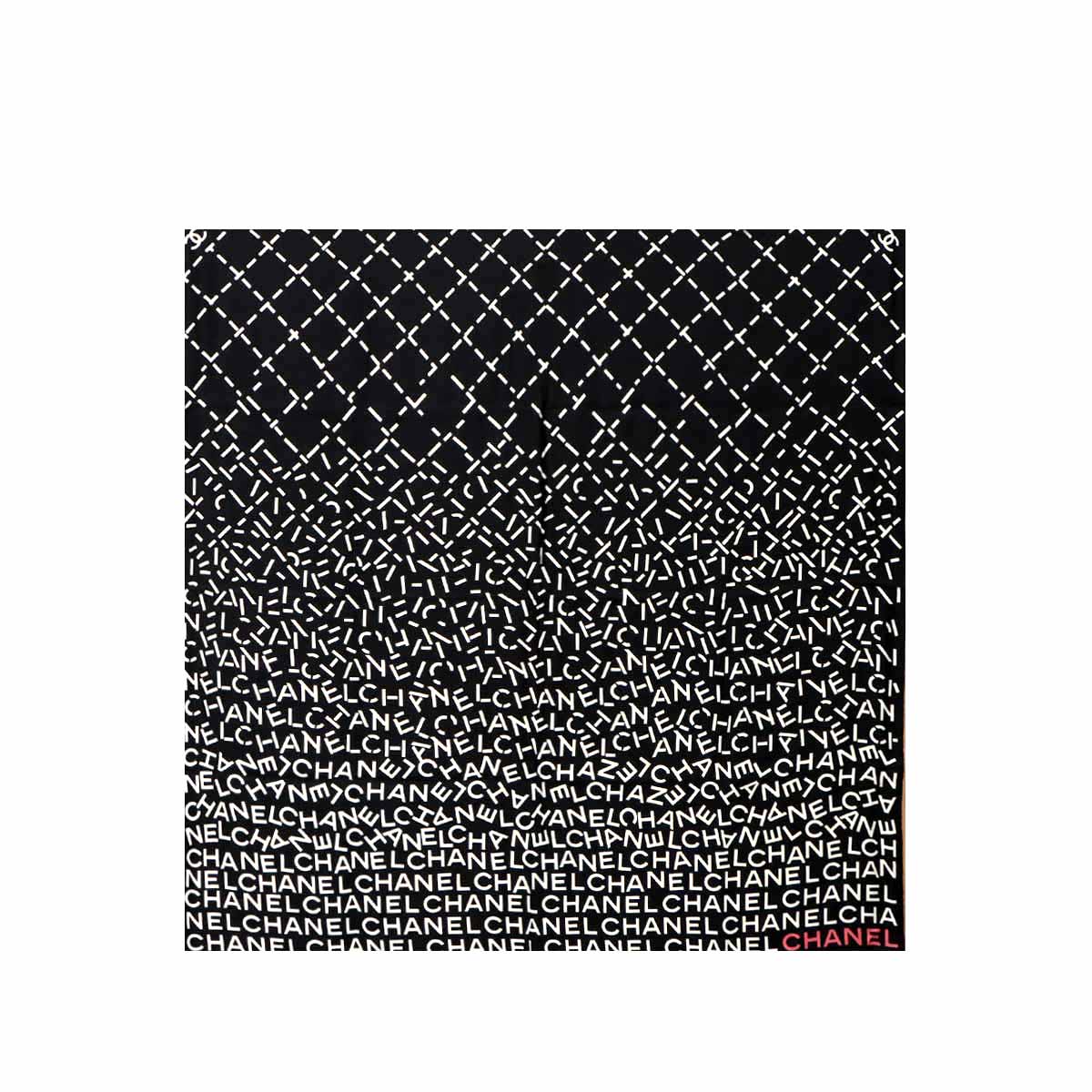 Logos Scarf Silk 100% Black White Accessory