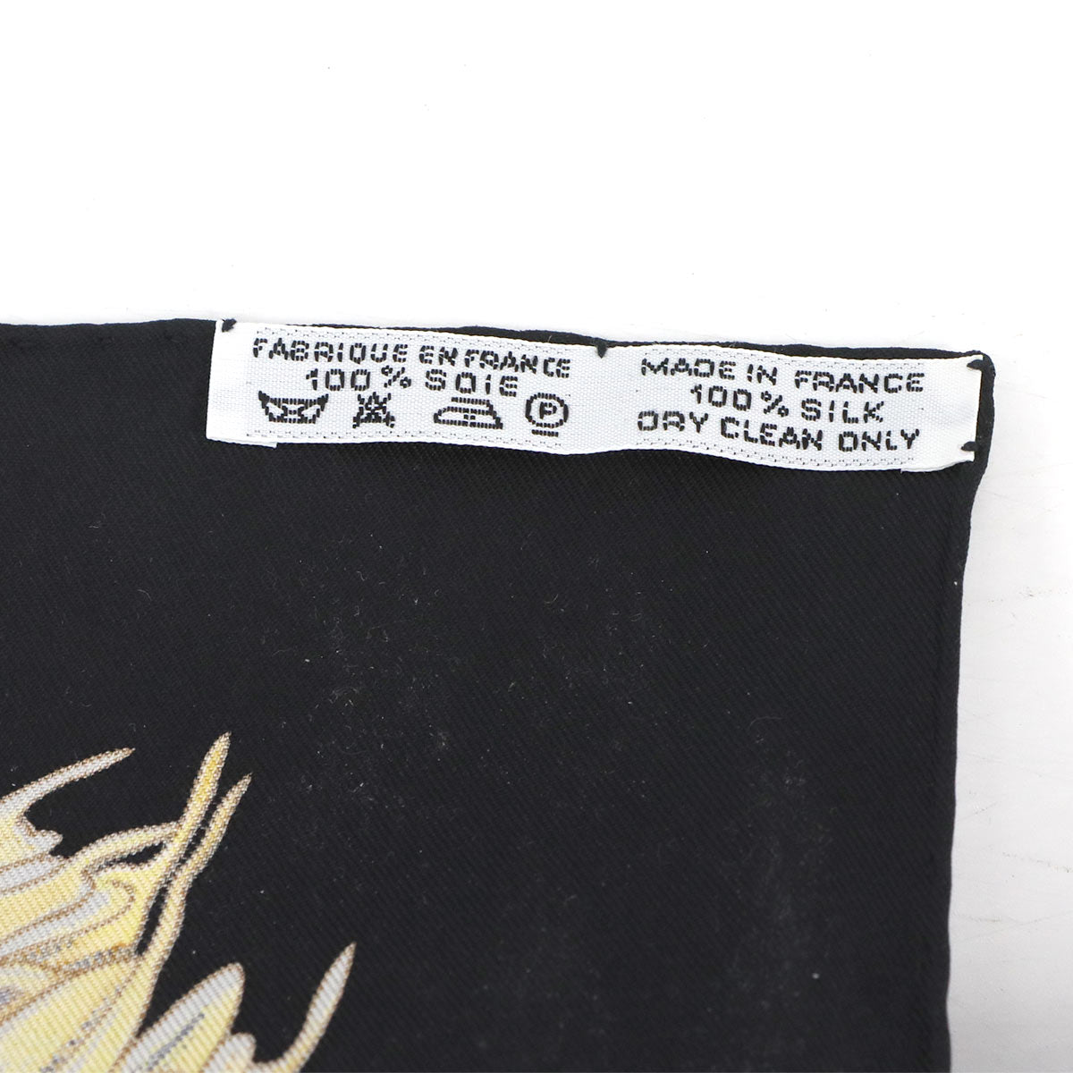 Carre 90 Scarf Passiflores Silk Black Yellow Gold