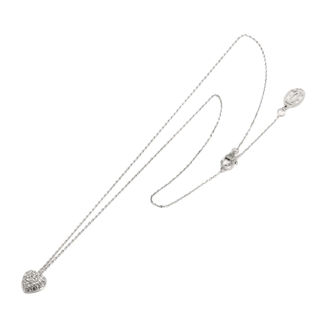 Heart Pave Diamond Necklace 18K White Gold 750