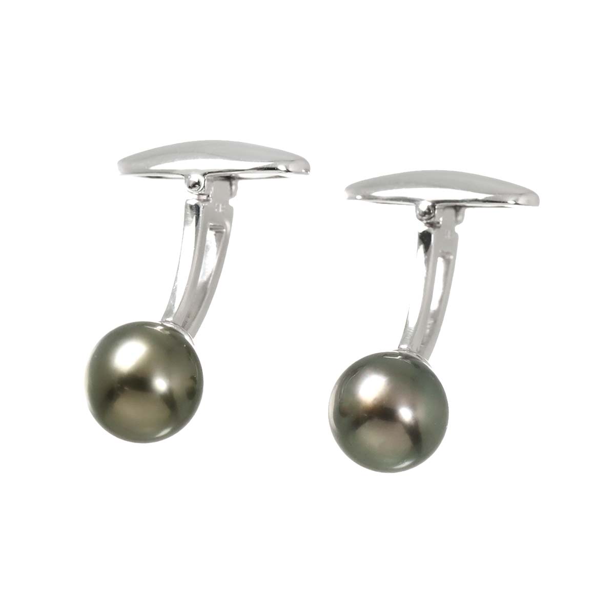 Black Pearl 9.0mm Cufflinks 18K White Gold 750