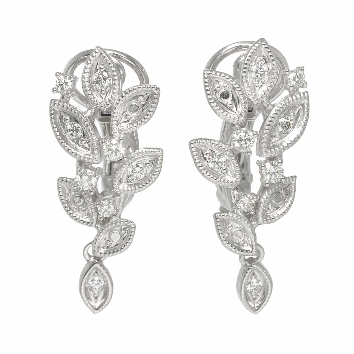 Diamond 0.16ct/0.16ct Earrings Clip on 18K White Gold 750