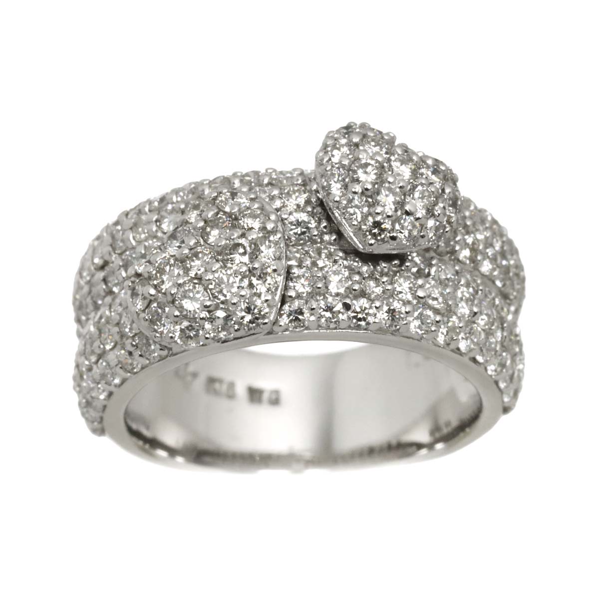 Pave Diamond 1.57ct Ring 18K WG 750 Size4.5(US)