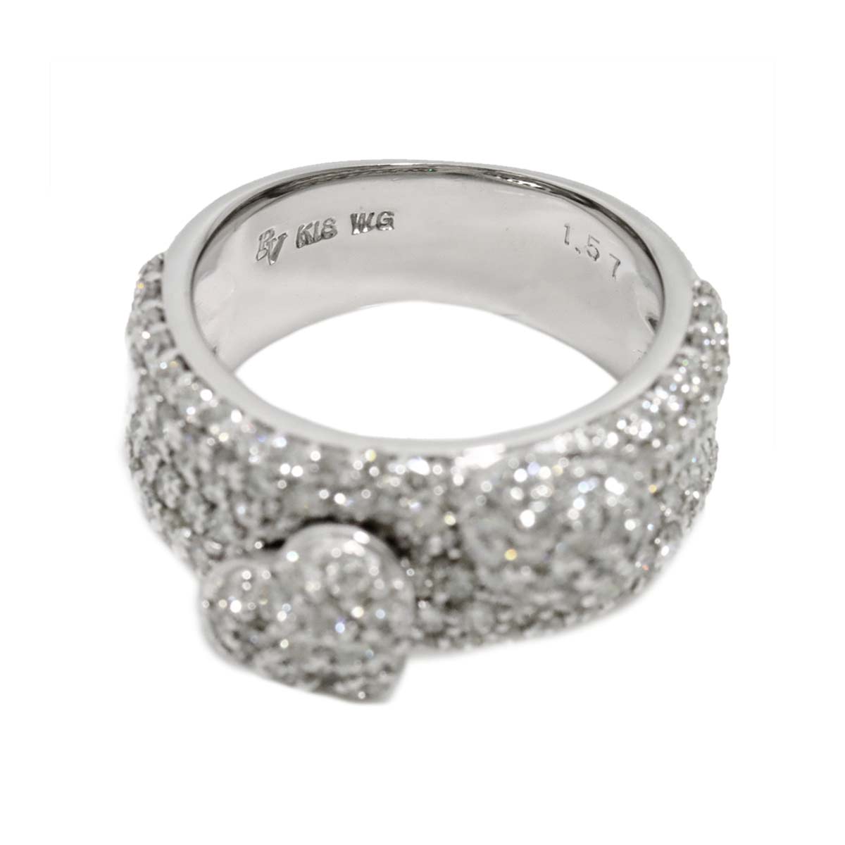 Pave Diamond 1.57ct Ring 18K WG 750 Size4.5(US)