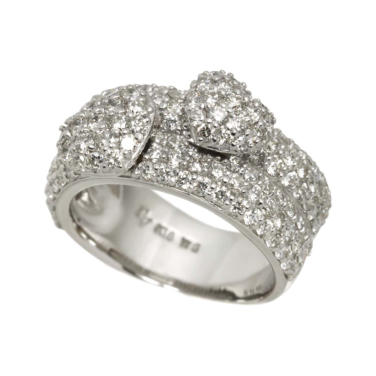 Pave Diamond 1.57ct Ring 18K WG 750 Size4.5(US)