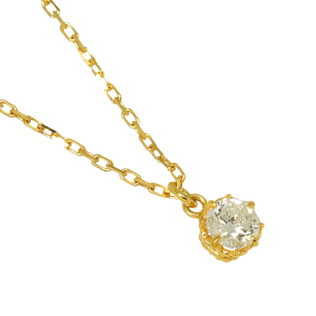 Diamond 0.10ct Necklace 18K YG Yellow Gold 750