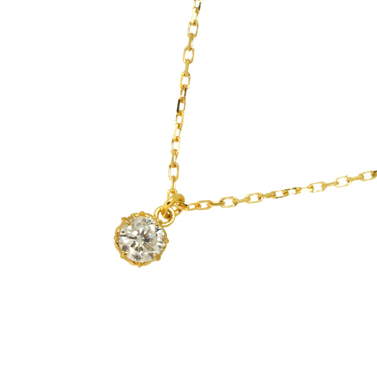 Diamond 0.10ct Necklace 18K YG Yellow Gold 750