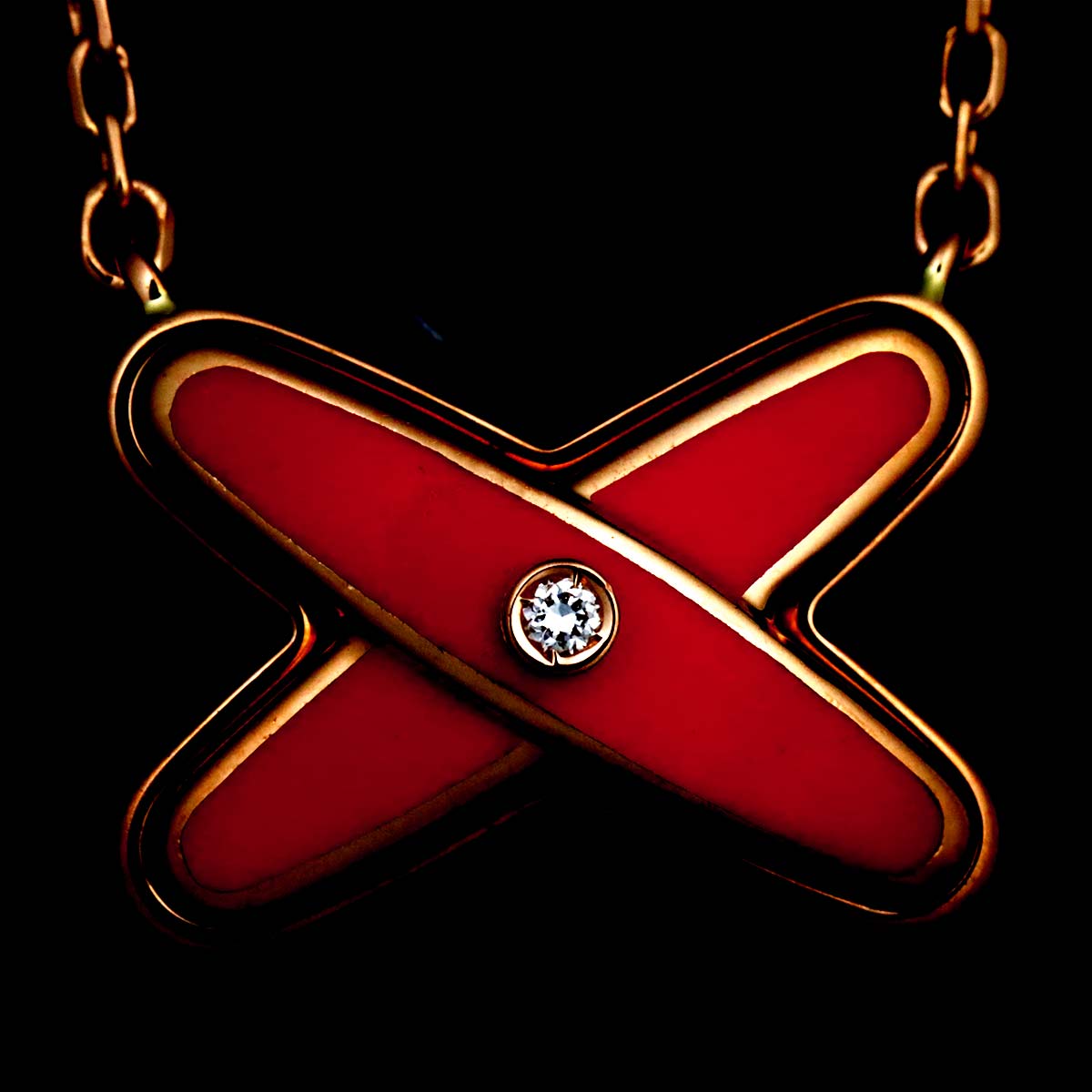 Liens Carnelian Diamond Necklace 18K Pink Gold 750