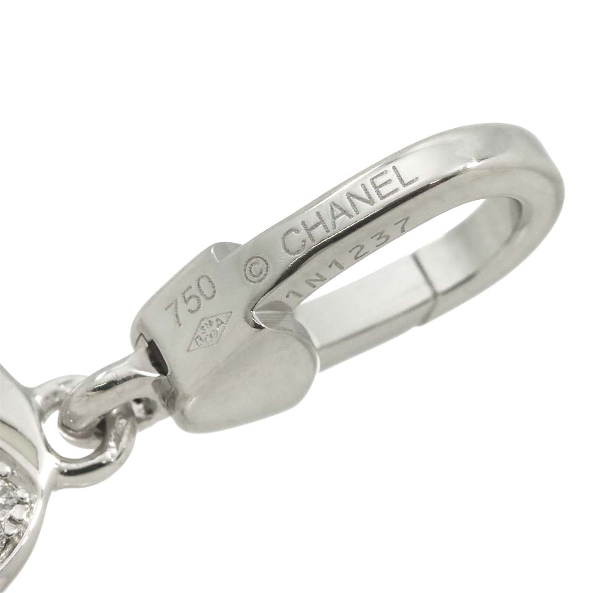 Camellia Heart Diamond Enamel Charm Pendant Top 18K WG 750