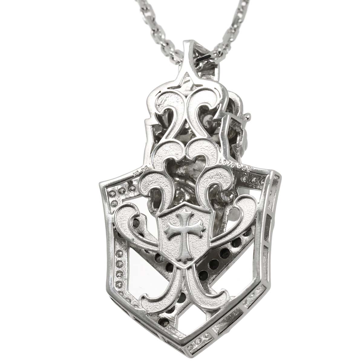 Diamond 0.70ct Black Diamond 0.65ct Necklace 18K WG White Gold 750