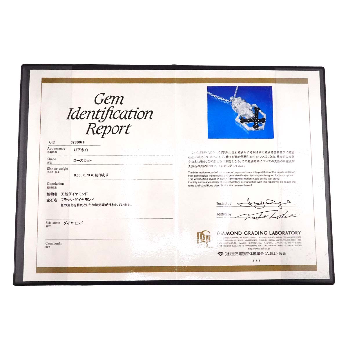 Diamond 0.70ct Black Diamond 0.65ct Necklace 18K WG White Gold 750