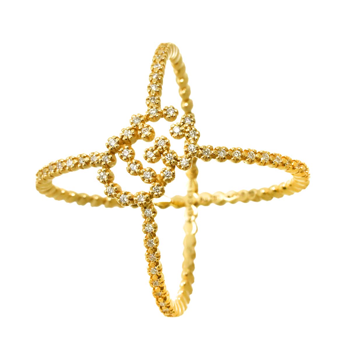 Diamond Ring 18K Yellow Gold 750 Size10 5.25(US)