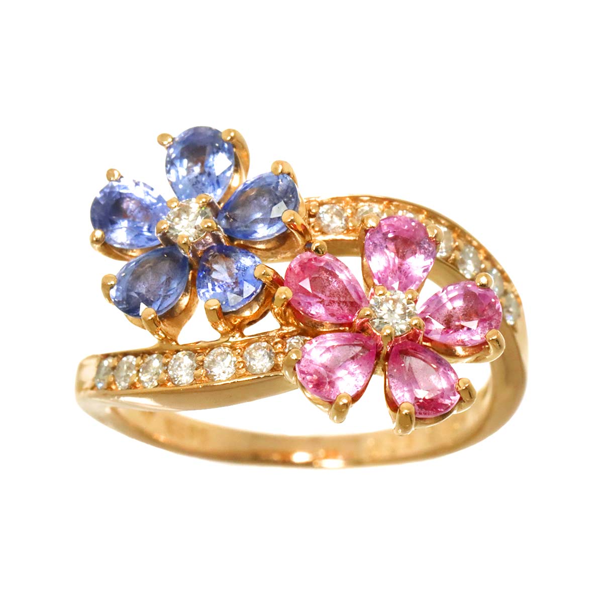 Sapphire 1.64ct Diamond 0.25ct Ring 18K PG 5.25-5.5(US)