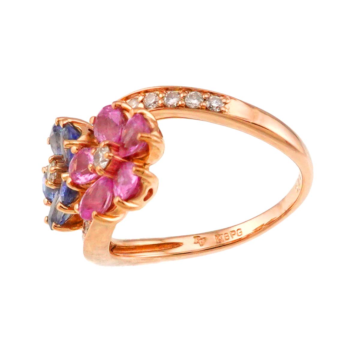 Sapphire 1.64ct Diamond 0.25ct Ring 18K PG 5.25-5.5(US)