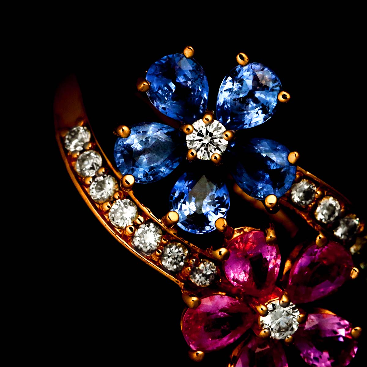 Sapphire 1.64ct Diamond 0.25ct Ring 18K PG 5.25-5.5(US)