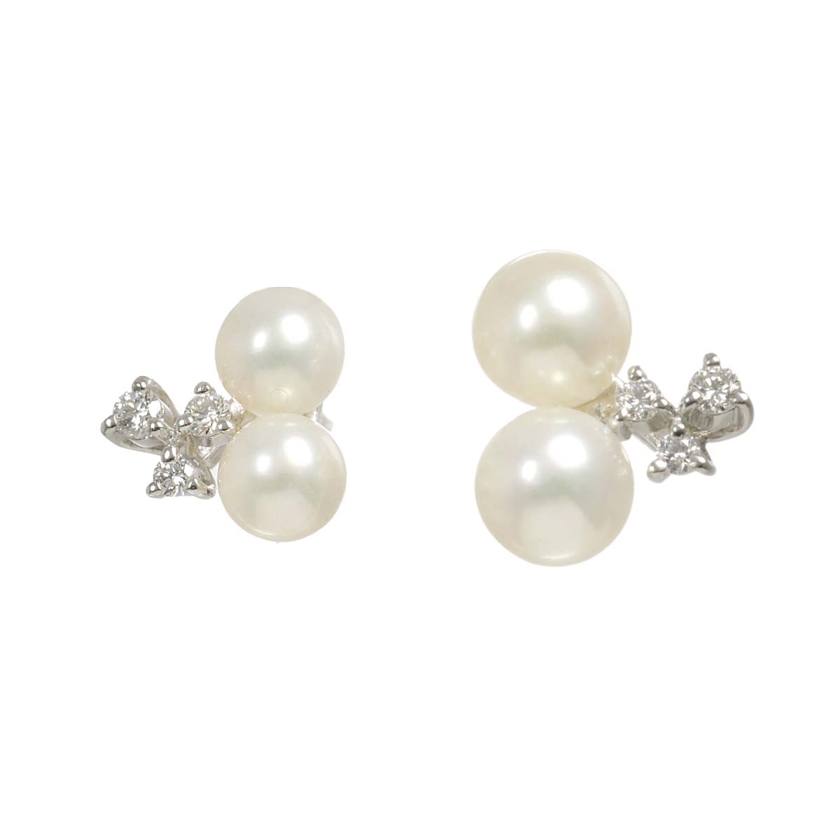 Akoya Pearl Diamond 0.05ct/0.05ct Earrings Pierced 18K WG 750