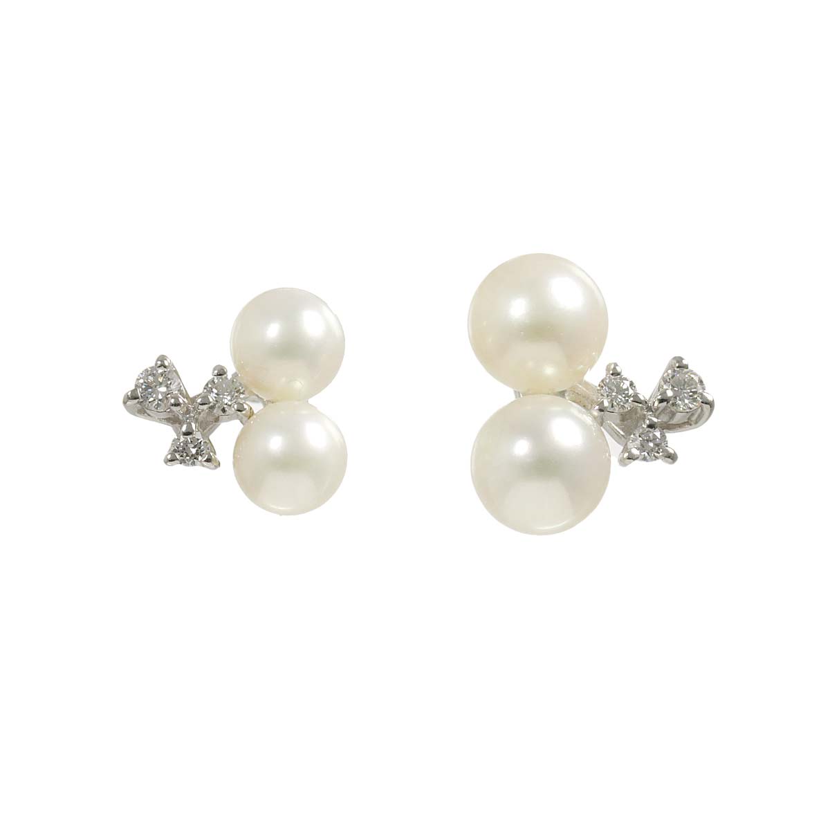 Akoya Pearl Diamond 0.05ct/0.05ct Earrings Pierced 18K WG 750