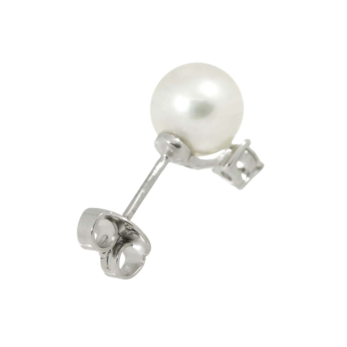 Akoya Pearl Diamond Earring Pierced 18K WG One piece only