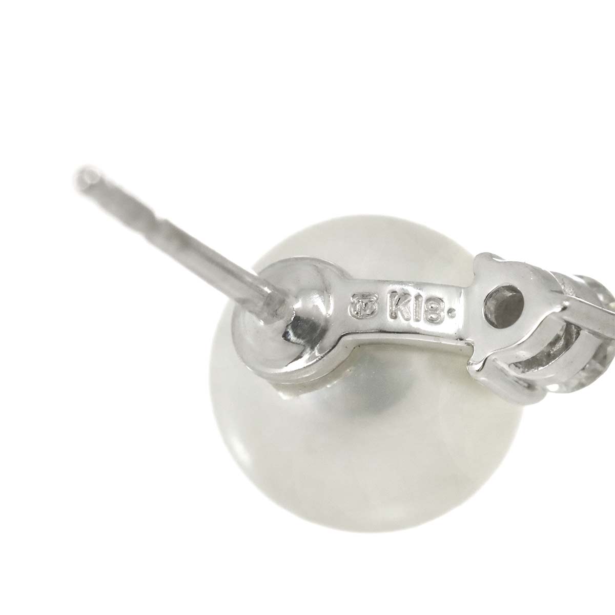 Akoya Pearl Diamond Earring Pierced 18K WG One piece only