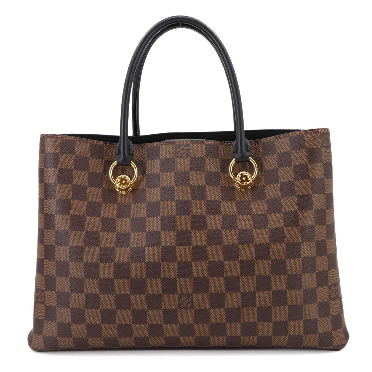 Damier LV Riverside Tote Shoulder Bag Ebene Noir N40050