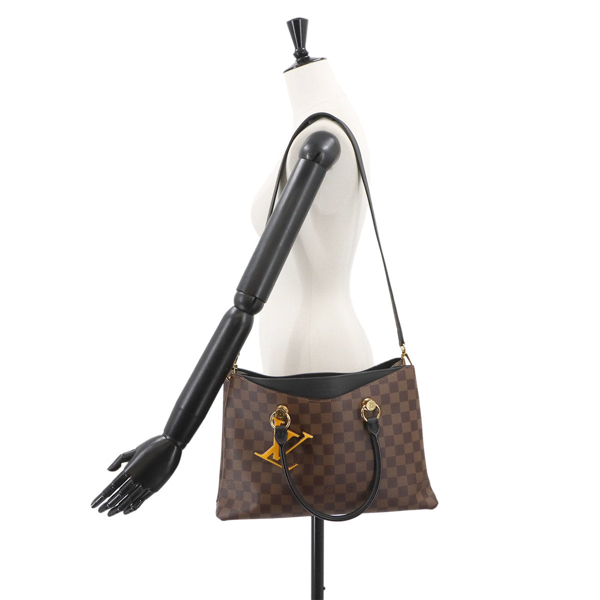 Damier LV Riverside Tote Shoulder Bag Ebene Noir N40050