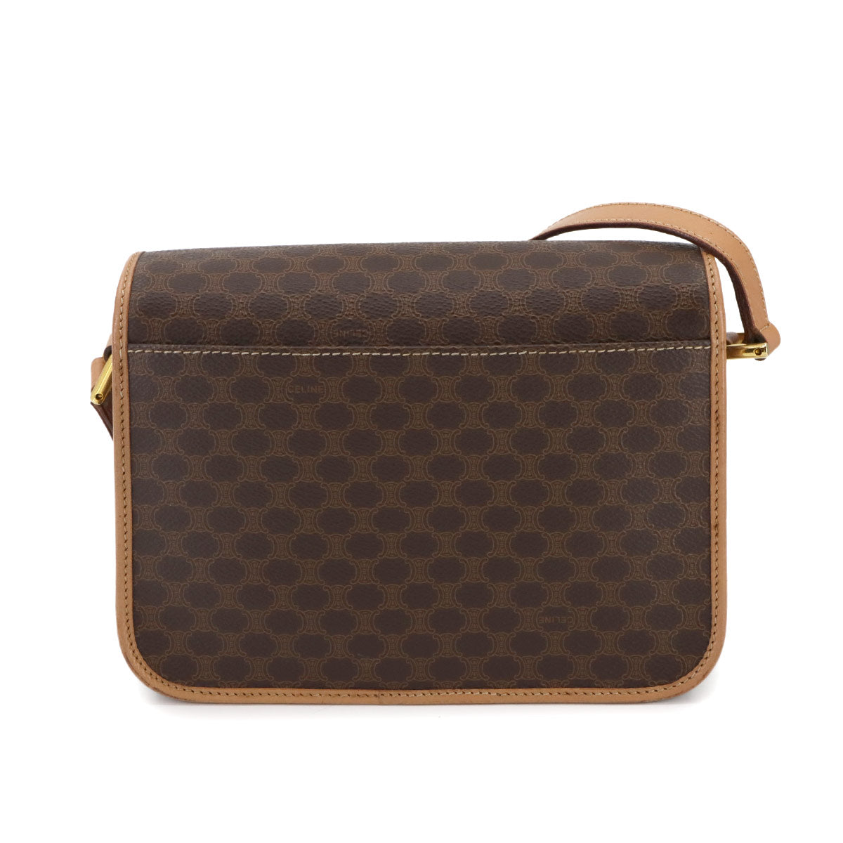 Macadam Shoulder Bag PVC Leather Brown Circle Logos Vintage