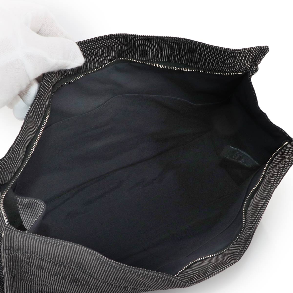 Herline Pouch MM Clutch Bag Canvas Leather Gray Purse