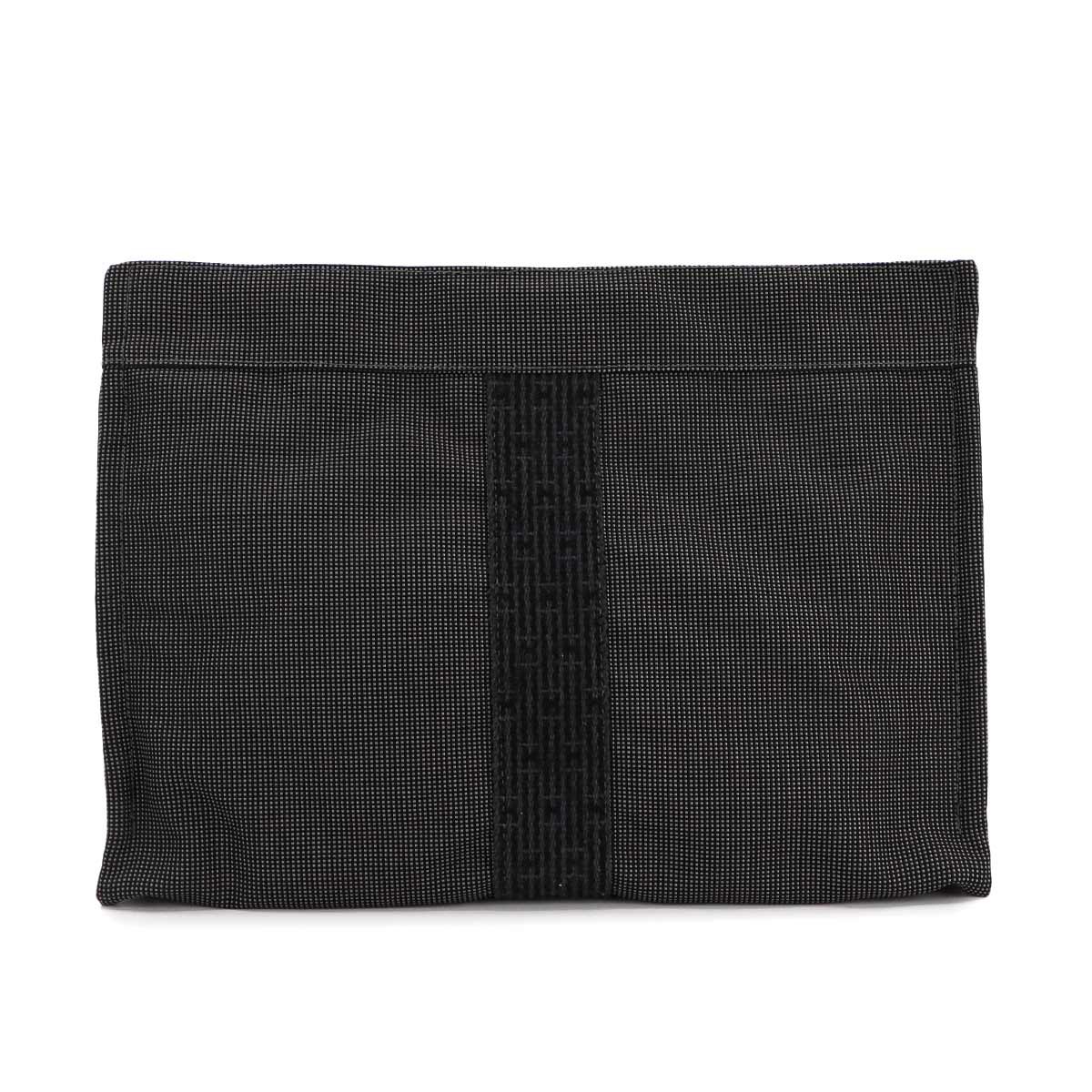 Herline Pouch MM Clutch Bag Canvas Leather Gray Purse