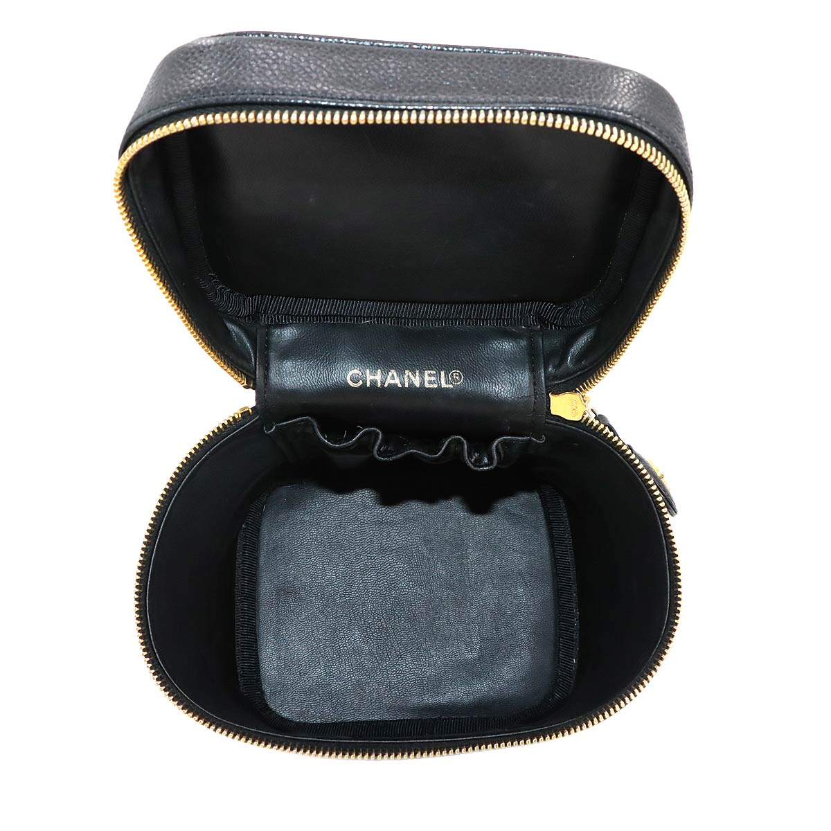 Vanity Hand Bag Leather Black A01998 Coco Logos Purse