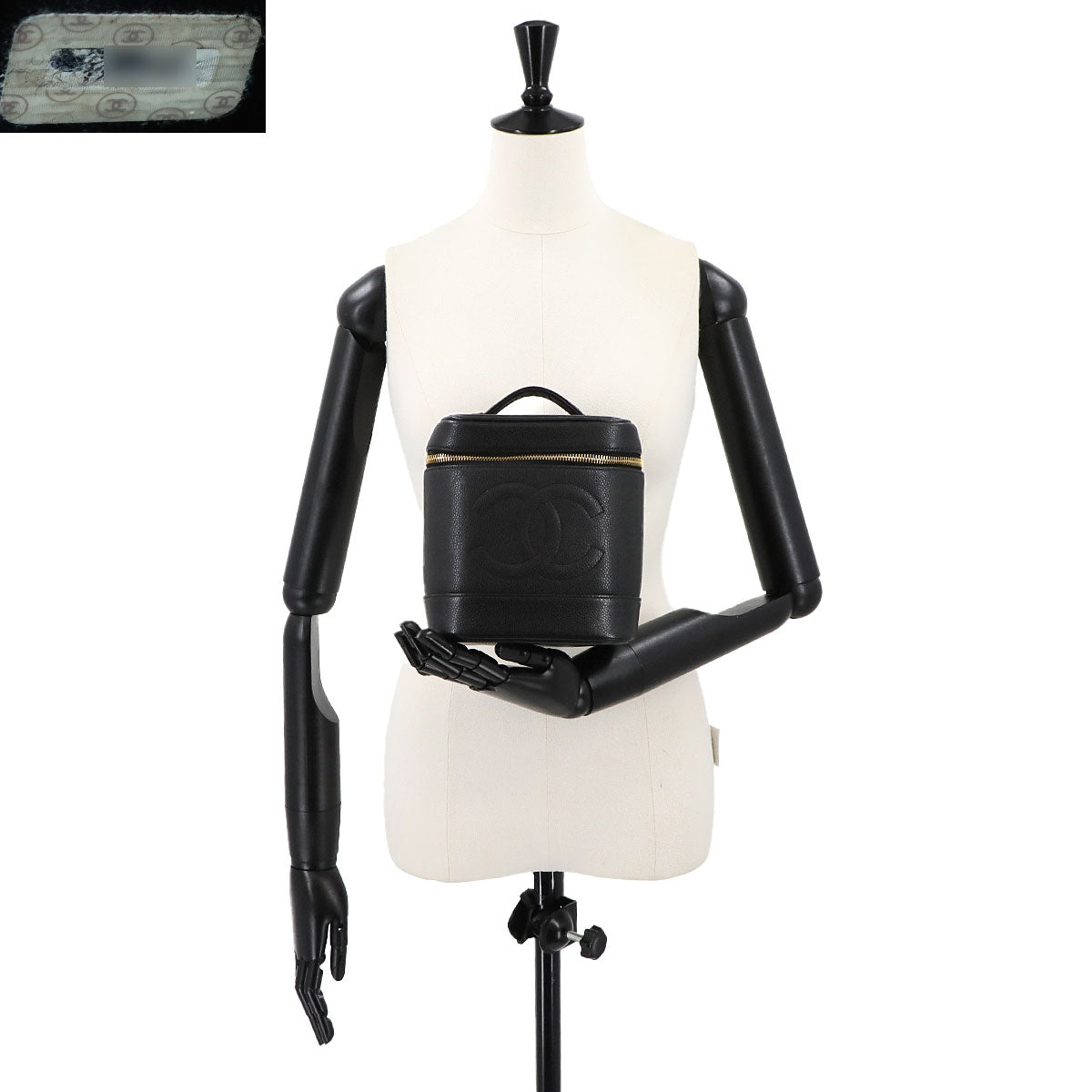 Vanity Hand Bag Leather Black A01998 Coco Logos Purse