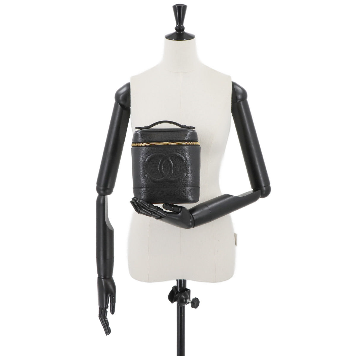 Vanity Hand Bag Leather Black A01998 Coco Logos Purse